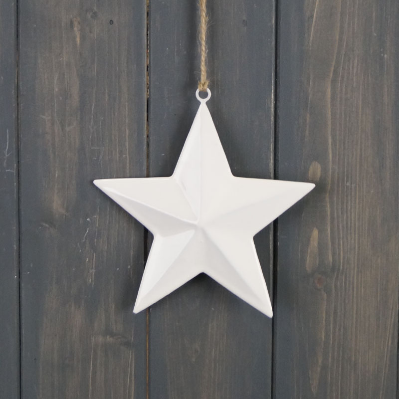 White Enamel Hanging Star (12cm) detail page